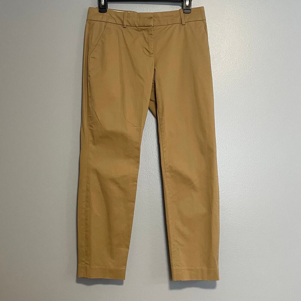 J Crew Tan Khaki Cotton Cafe Capri Cropped Dress Pants 2